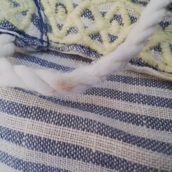 Spartina 449 Carlen Tunic Carolina Blue Stripe Yellow Embroidery & Tassel - M - Picture 15 of 16